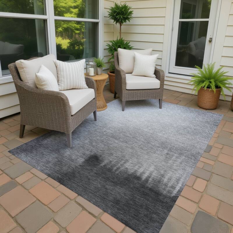 Machine Washable Indoor/ Outdoor Modern Dawn Chantille Rug - Gray - 5' x 7'6"