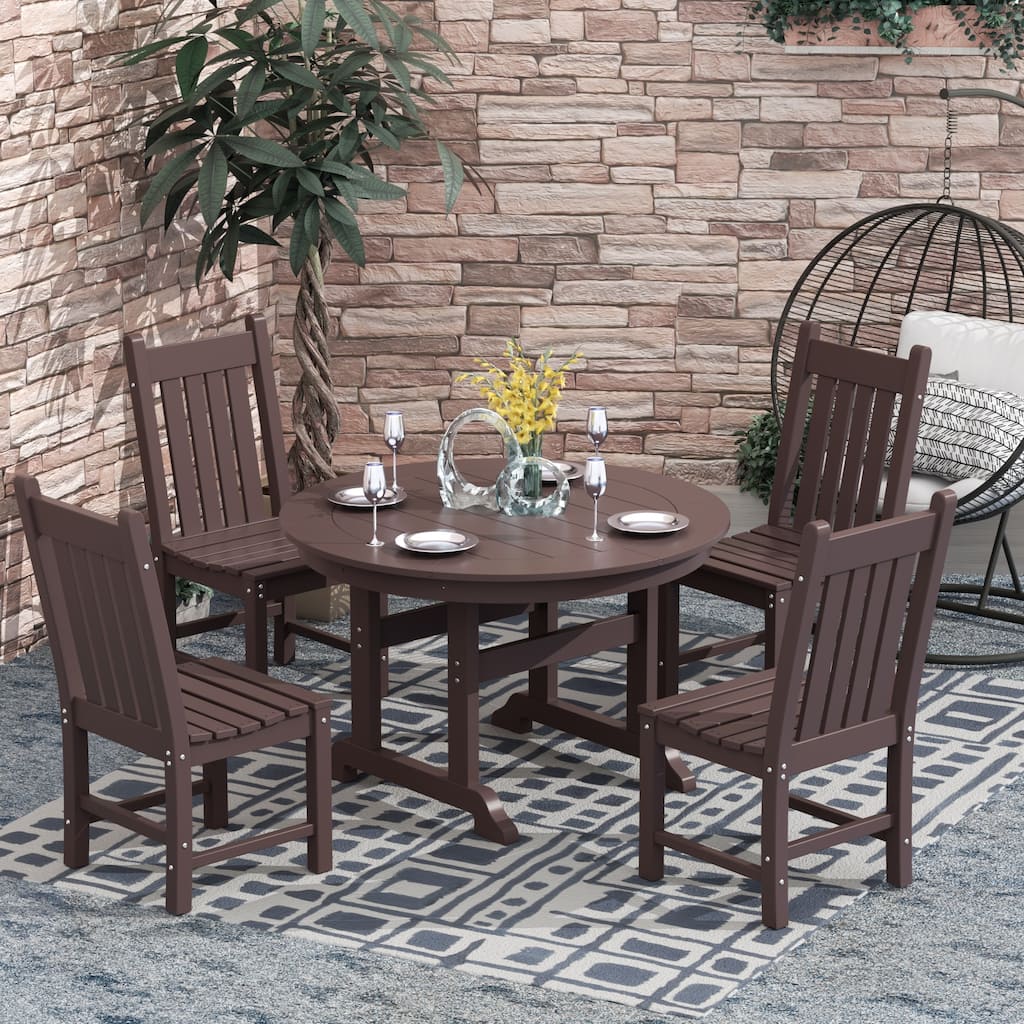 Laguna Hdpe All Weather Outdoor Patio Dining Set with Round Table, Armless Chairs (5-Piece Set)