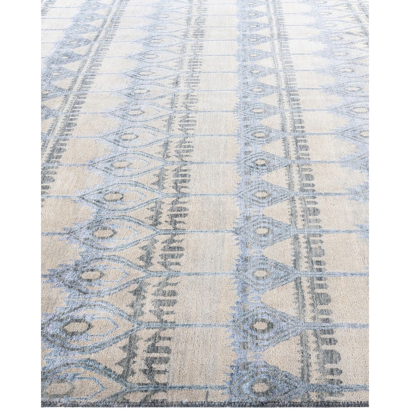 Ikat One-of-a-Kind Hand-Knotted Area Rug - Ivory, 8' 1" x 10' 5" - 8' 1" x 10' 5"