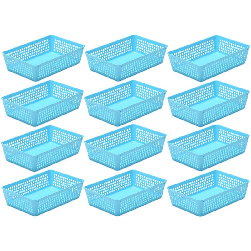 12-Pack Plastic Storage Baskets for Office Drawer, Classroom Desk