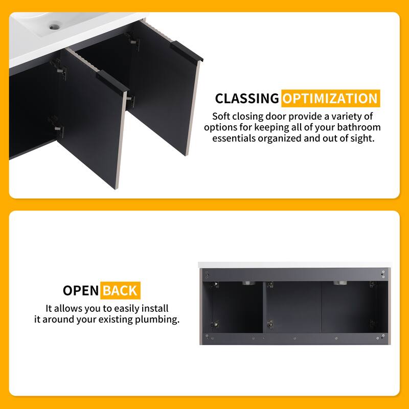 Beingnext 36"/48" Bathroom Vanity with Sink, Floating Bathroom Vanity with Soft Close Door