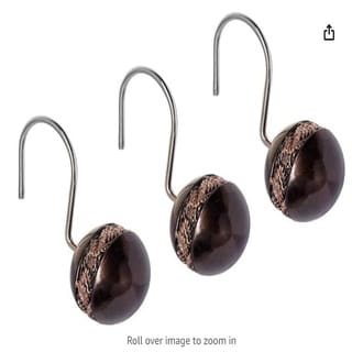 Creative Scents Dublin Brown Shower Curtain Hooks - Set of 12 - Bed Bath & Beyond - 39086474