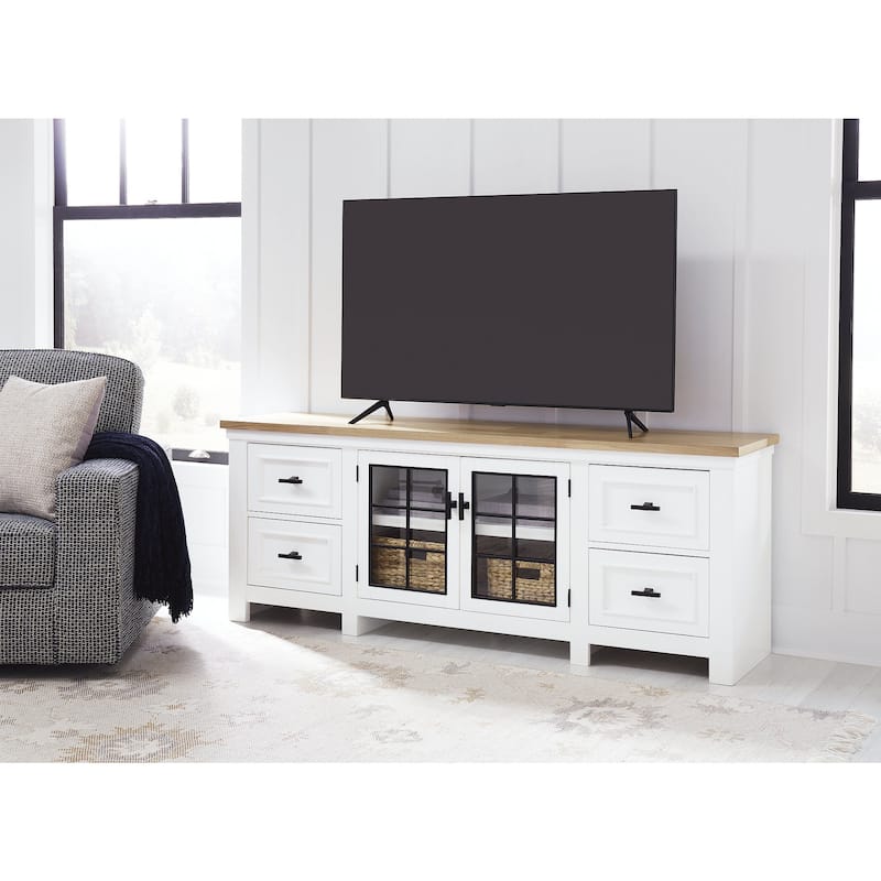 Signature Design by Ashley Ashbryn White/Natural 74" TV Stand for TVs up to 85" - 73.75" W x 18" D x 28.13" H