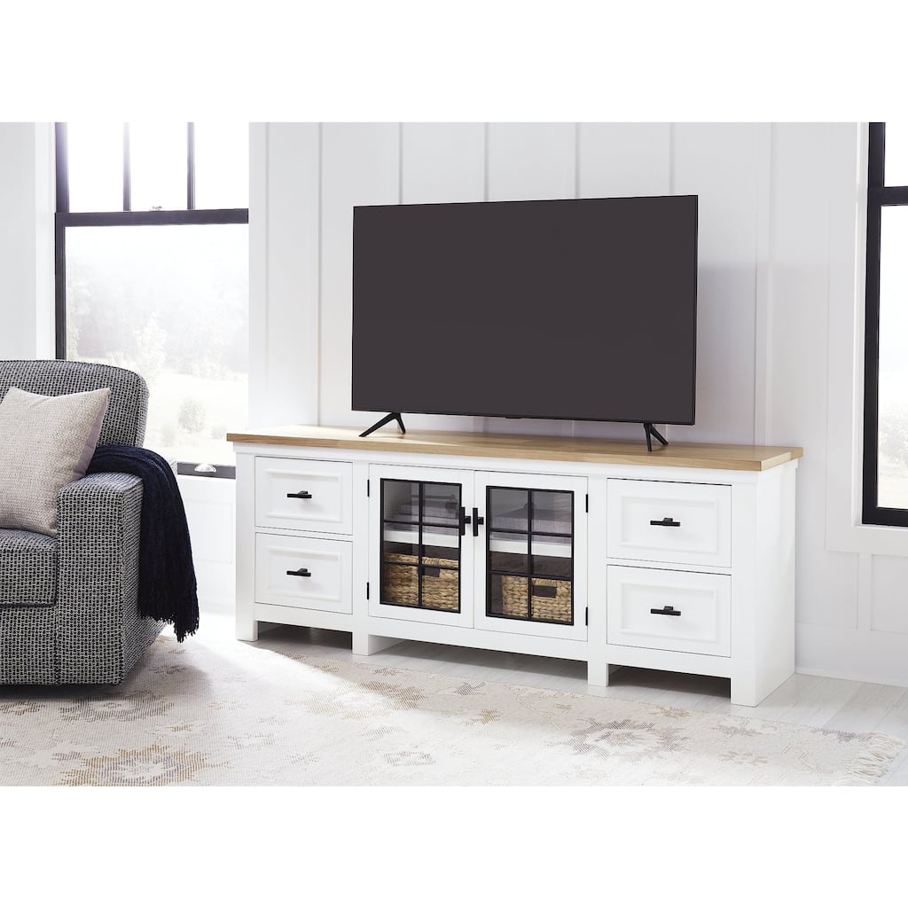 Signature Design by Ashley Ashbryn White/Natural 74" TV Stand for TVs up to 85" - 73.75" W x 18" D x 28.13" H