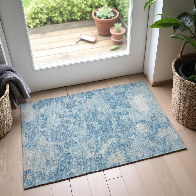Premium Washable Super Soft Abstract Chic Mayfield Rug - Sky - 1'8" x 2'6"