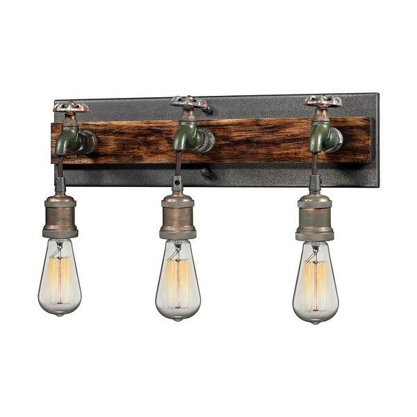 slide 1 of 3, EVA Lighting Three Light Vanity Jonas MultiTone Weathered - Exact Size