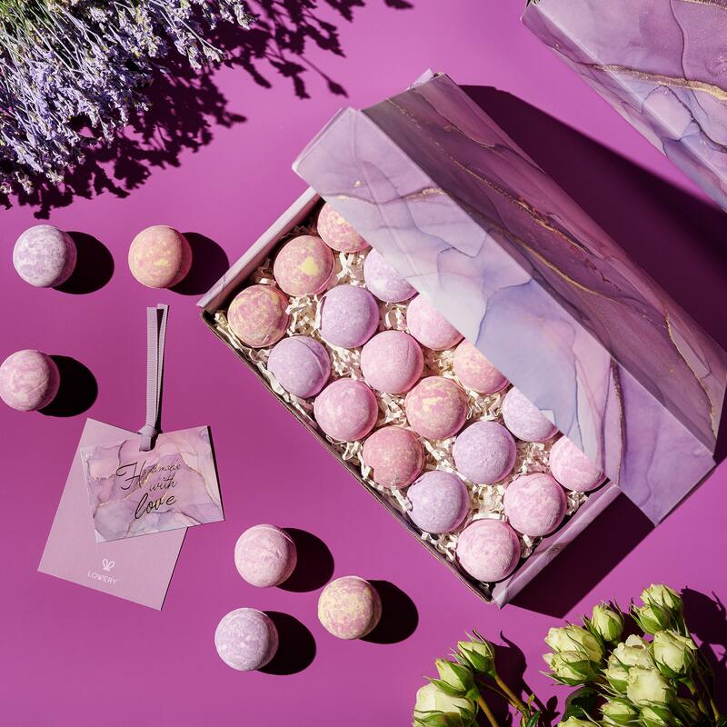 Lovery Bath Bombs Gift Set, 30pc Relaxing Spa Body Care Balls in Assorted Fragrances - Multi-Scented - 30 pc