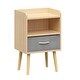 preview thumbnail 4 of 7, Nightstand With Collapsible Fabric Drawer, 2-Tier Storage End Table, Wood Side Table with Storage Cabinet - Oak