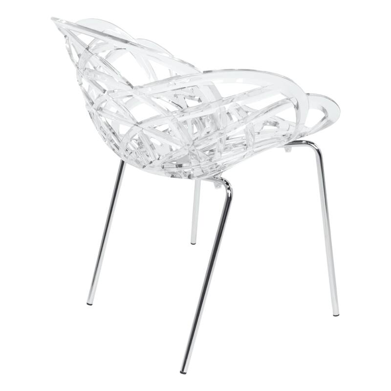 Furnish Theory Fleur-ML Stackable Dining Armchairs Arm Chairs Anti-UV Polycarbonate Shell & Chrome-Plated Steel Legs (Set of 2)