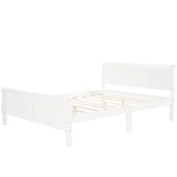Easy Assemble Full Wood Platform Sleigh Bed Frame with Headboard for ...