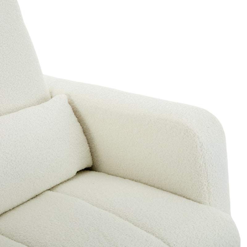 Cream White Teddy Fabric Rocking Chair with Pillow