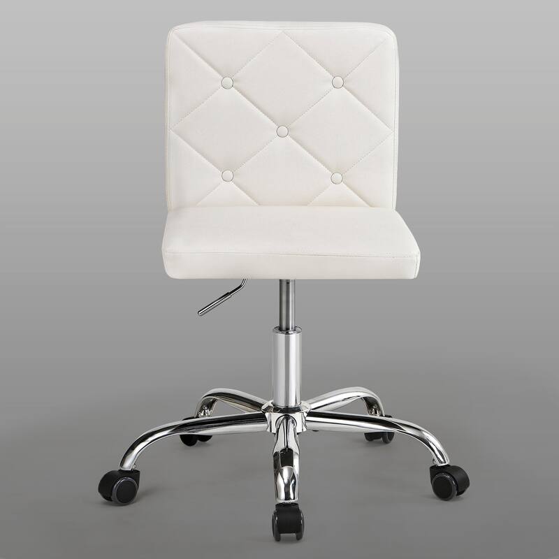 Javlergo Armless Office Desk Chair, PU Leather Mid-Back Adjustable Height 360° Rolling Swivel for Home Office Work