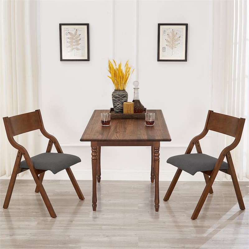 Upholstered Folding Dining Chair with Wood Legs (Set Of 2)