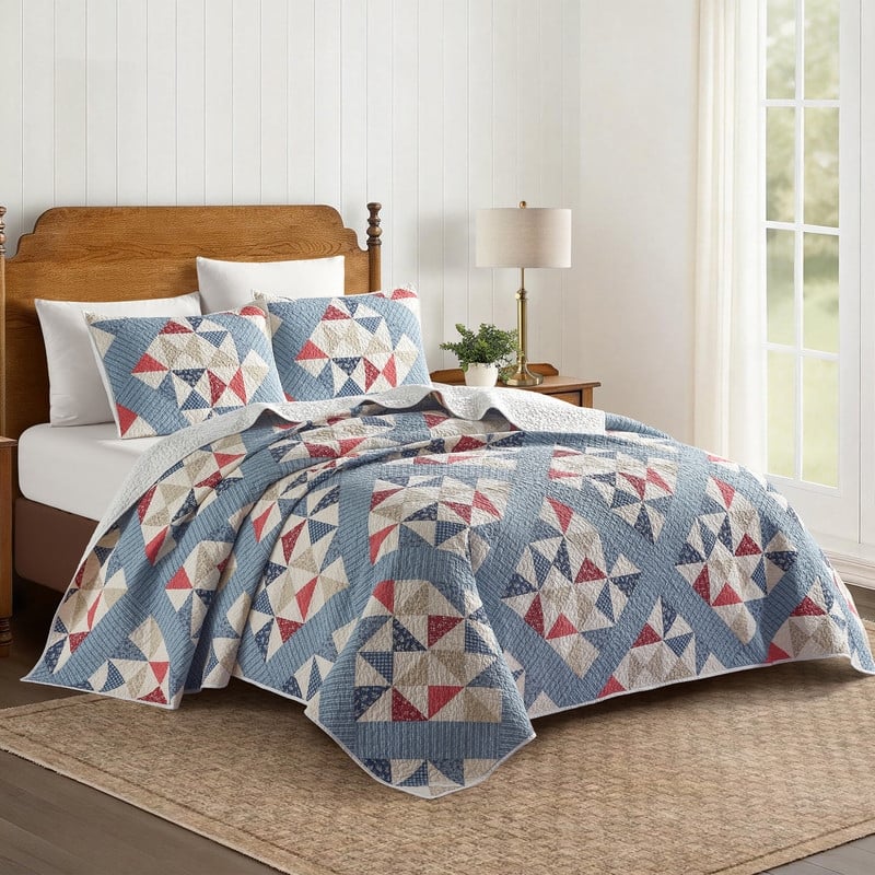 Modern Heirloom Americana Heartland Pieced Geometric Quilt Set