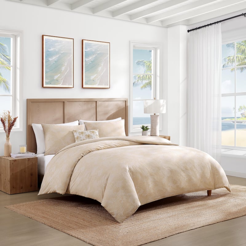 Tommy Bahama Beachside Blooms Cotton Beige Duvet Cover Set