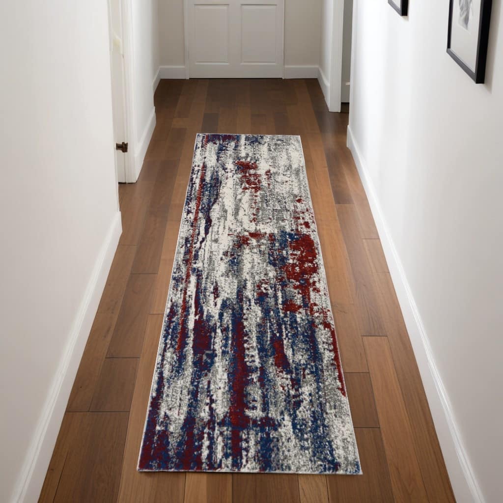 Hulas Power Loomed Abstract Floral Modern Non Skid Stain Resistant Area Rug By HomeRoots - 90' X '26' X '0.5