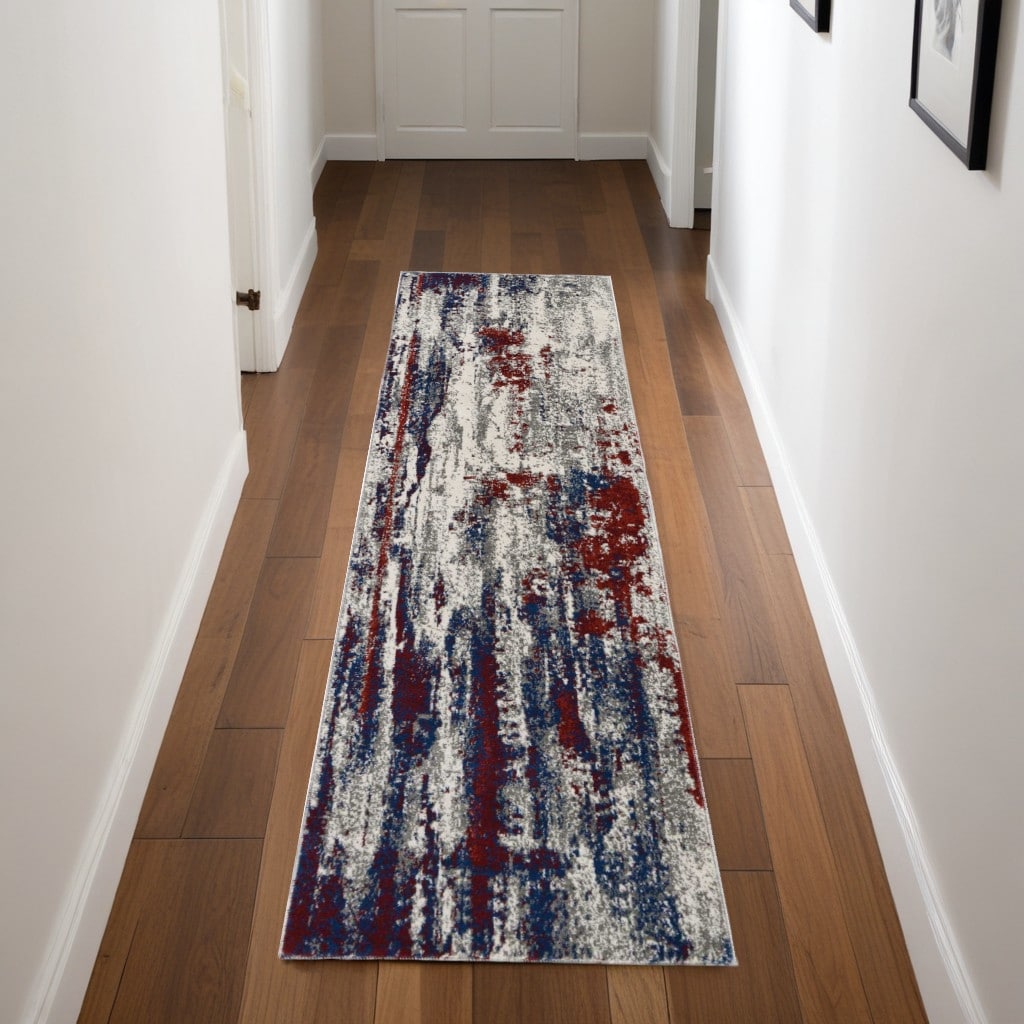 Hulas Power Loomed Abstract Floral Modern Non Skid Stain Resistant Area Rug By HomeRoots - 90' X '26' X '0.5