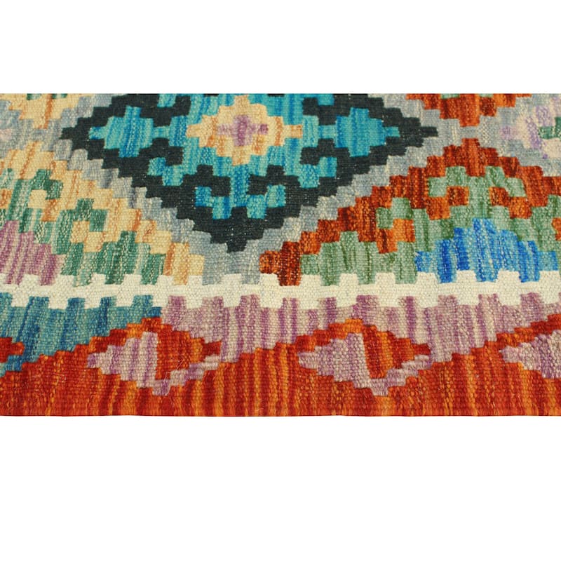 Flatweave Majeed Red/Blue Runner - 2'8" x 6'6"