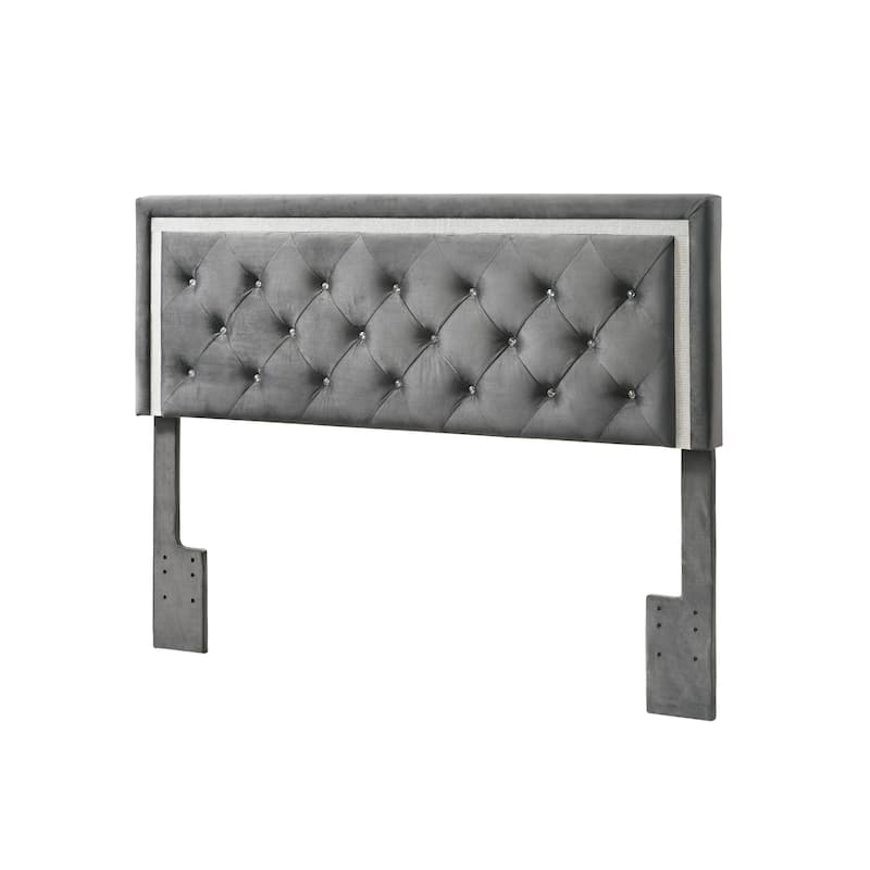 Best Quality Furniture Velvet Faux Crystal Tufted Beds with Faux Crystal Studded Border
