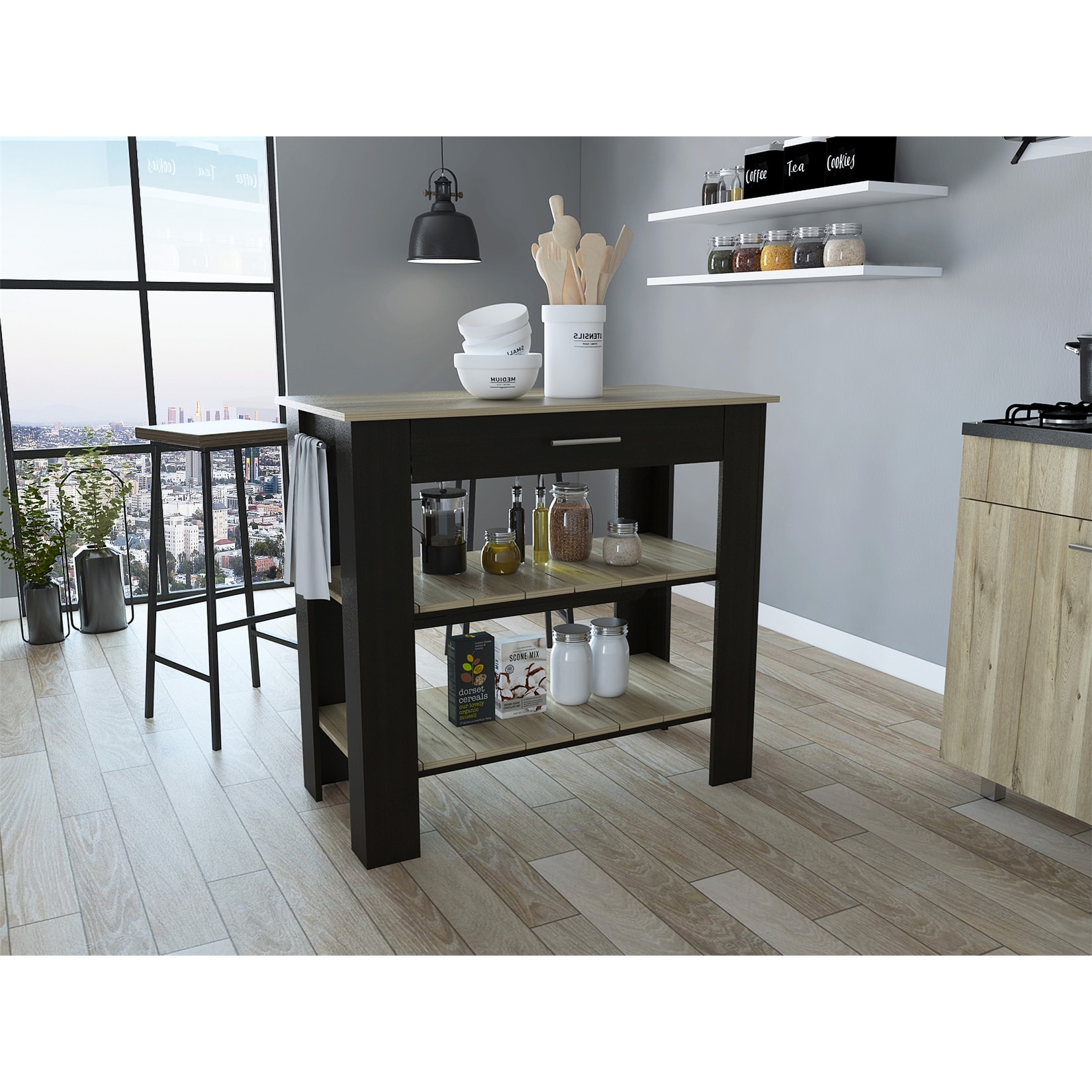 Kitchen island cart on sale with chairs
