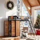 preview thumbnail 1 of 18, Stylish & Simple Twin Size Loft bed with L-shape Desk and Wardrobe, Sturdy Construction & Safety Guaranteed, Black Black