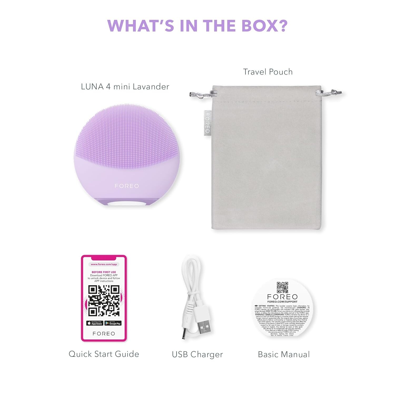 Foreo Luna 4 Mini Facial Cleansing Massager - Lavender - Bed Bath 
