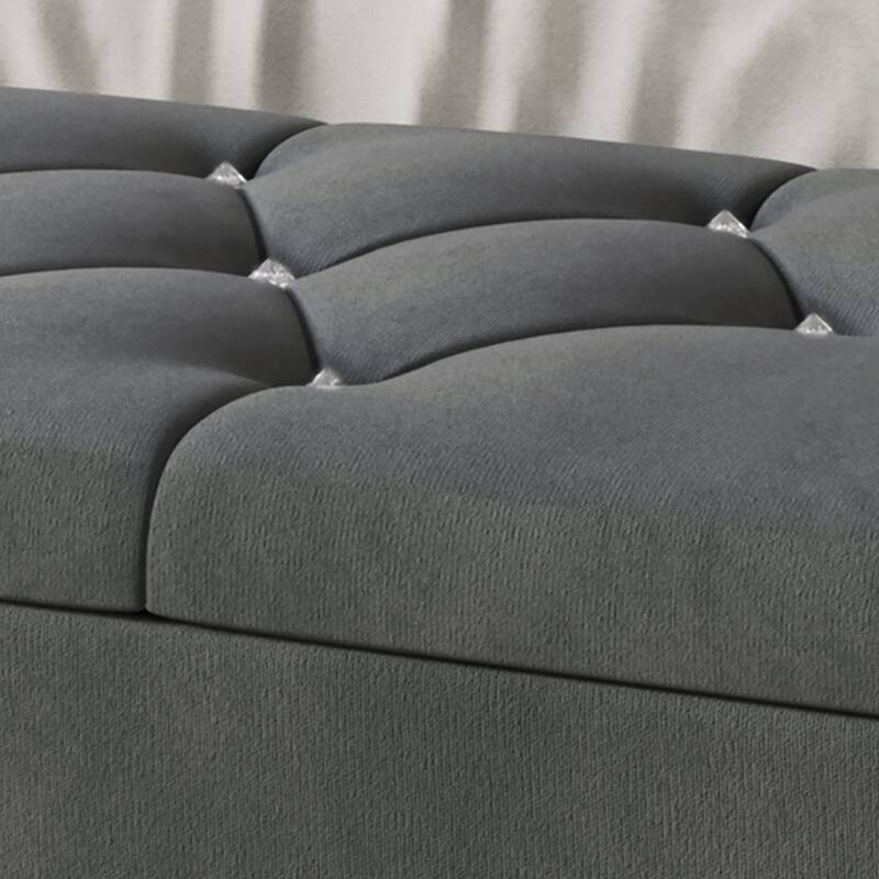 CraftPorch 2 Piece Bedroom Bench Set Velvet Wingback Upholstered Bed