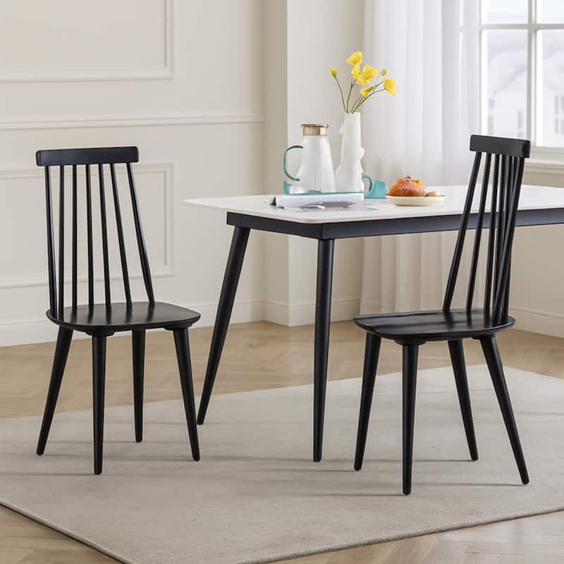 Burris 17"Wide Spindle Wood Dining Chairs - Set of 2 - Black
