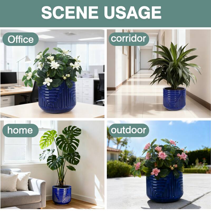 16" Dia Round Planters for Indoor Plants, Large Outdoor Planters with Drainage Holes