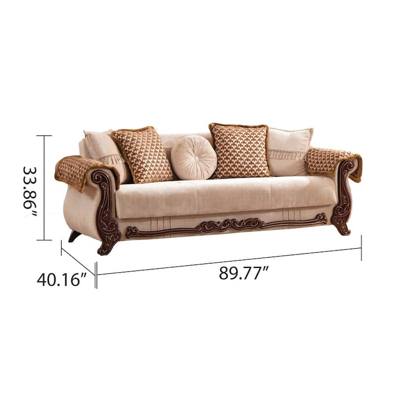 Carmen Traditional Style Upholstery Sleeper Sofa Made with Wood