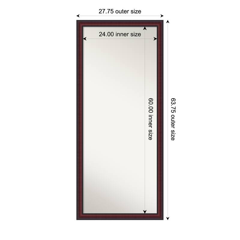 Dalat Non-Beveled Framed Full-Length Floor Leaner Mirror - 28 x 64 in - Dalat Cherry