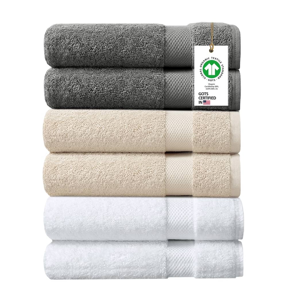 Delara Organic Cotton Luxuriously Bath Towel, GOTS & OEKO-TEX Certified, Feather Touch Technology, 650 GSM, Quick Dry 30"x58"