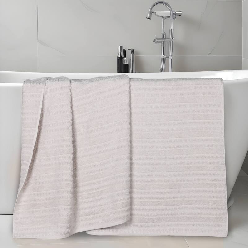 Superior Mika Smart Twist Viscose Cotton Blend Bath Sheets, Set of 2 - Silver