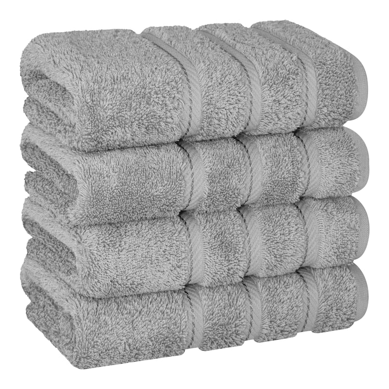 American Soft Linen 4-Piece Turkish Hand Towel Set - Rockridge Gray