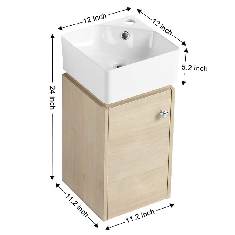 Bathroom Vanity With Sink In 12 Inch, Floating Bathroom Vanity With Soft Close Door
