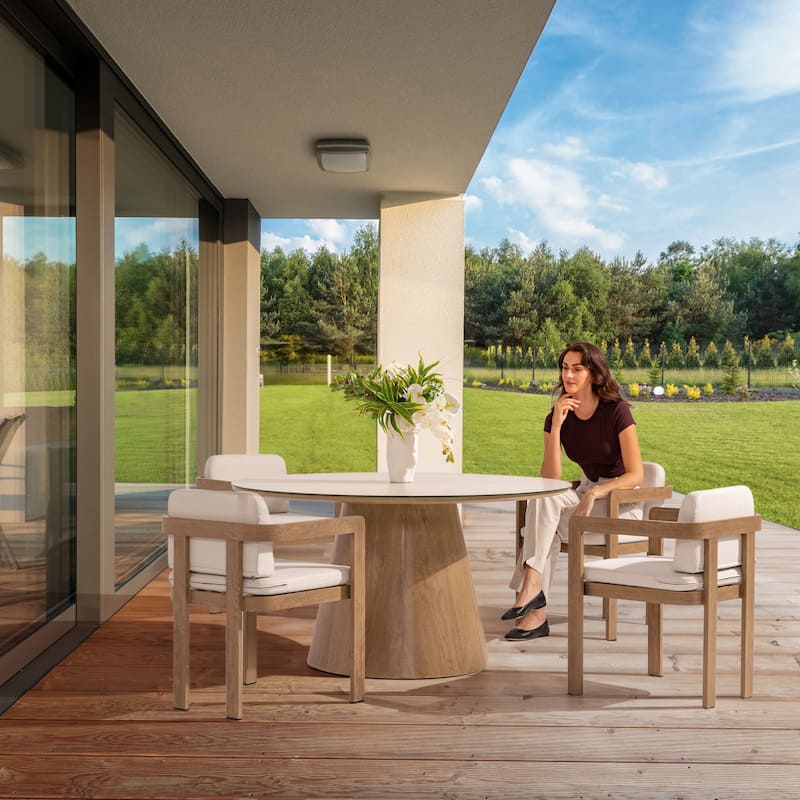 Dining Chair with Cushioned Seat and Armrests