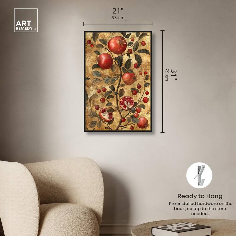 Golden Pomegranate Canvas by Art Remedy