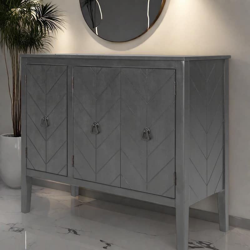 37" MDF Rustic with Adjustable Shelves - Solid Pine Legs & Metal Handles