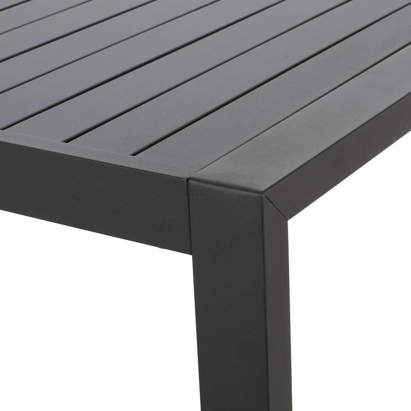 Aluminum Dining Table Slatted Top U Shaped Legs Outdoor Patio