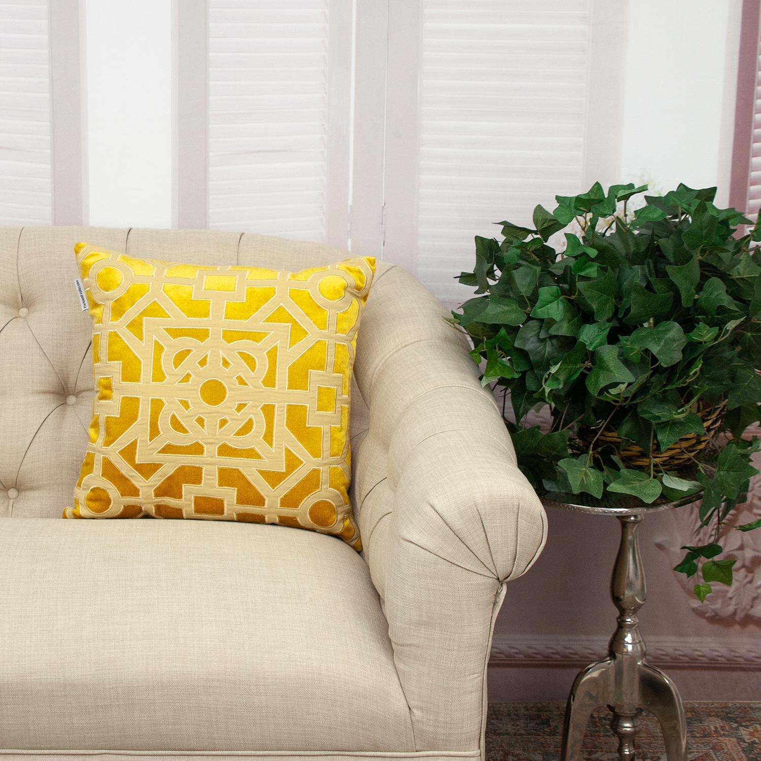 Parkland Collection Hazel Transitional Mustard Yellow Throw Pillow On