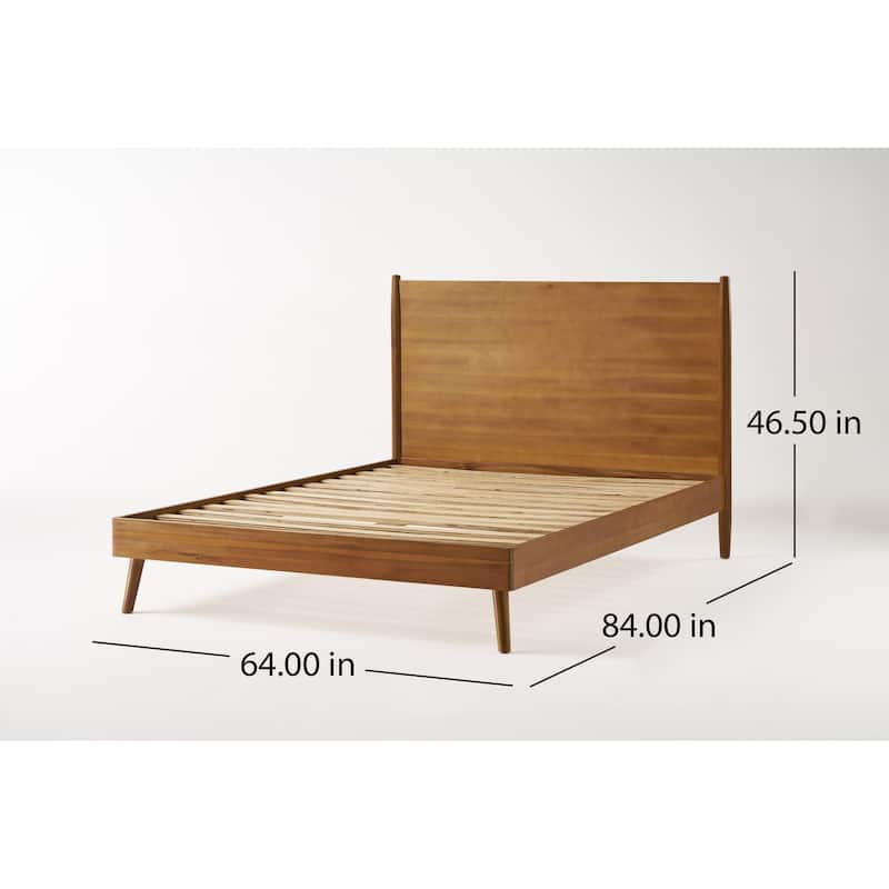 Modern Acacia Wood Bed with Iconic Splayed Legs