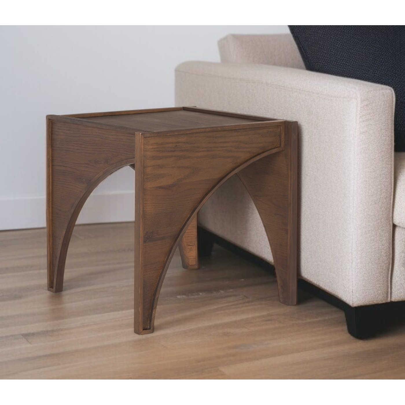 HomeRoots 24" Brown Wood Modern Arched Square End Table - 24.00 in. x 24.00 in. x 24.00 in.