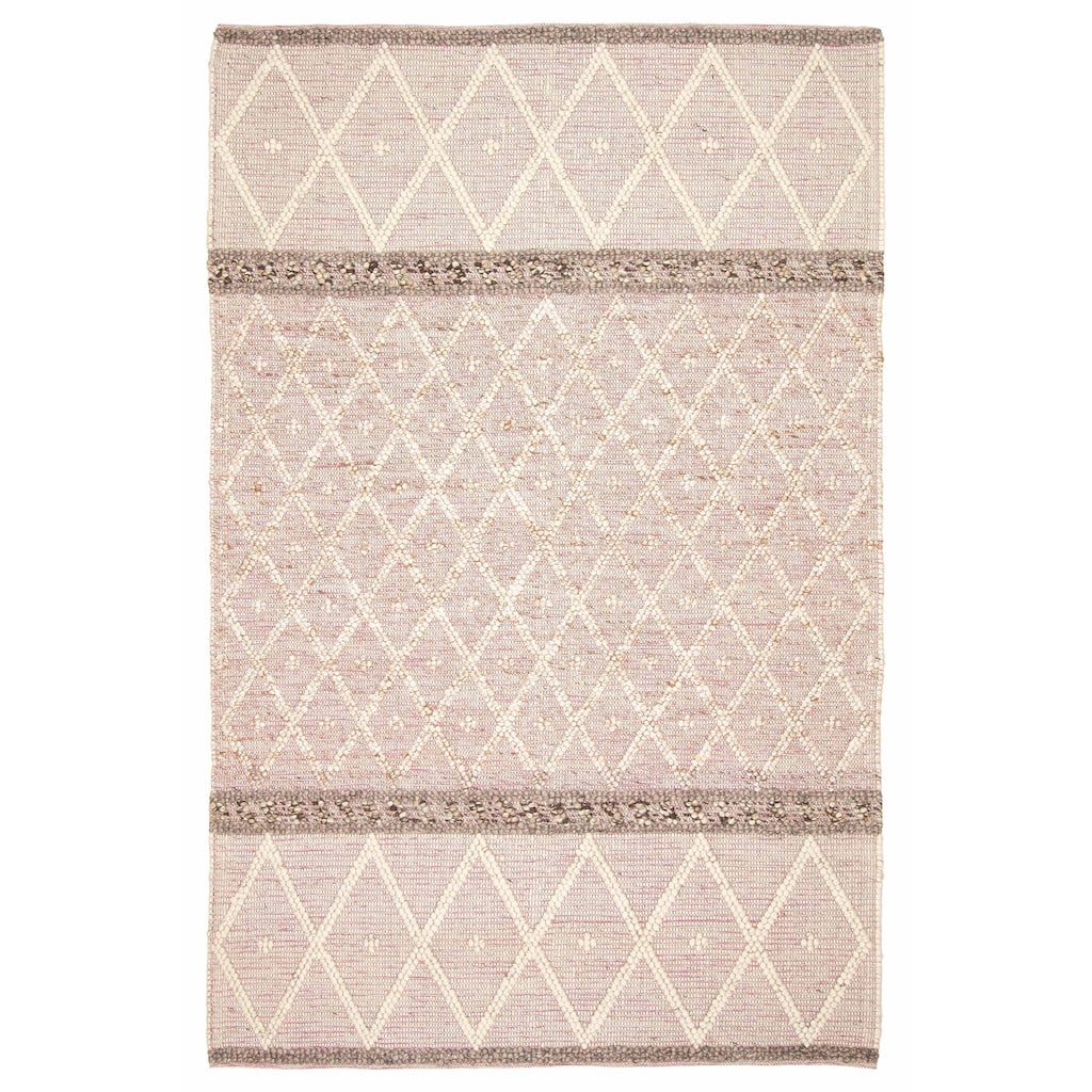 ECARPETGALLERY Braid weave Sienna Khaki, Pink Wool Rug - 6'2 x 9'1