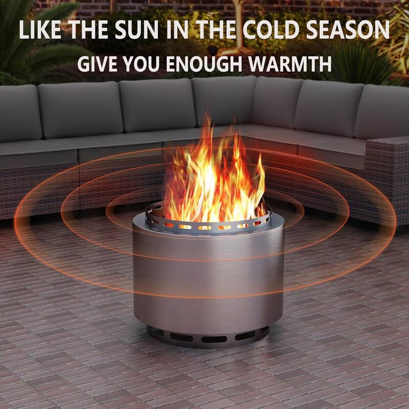 19inch Outdoor Smokeless Fire Pit, Portable Wood Burning Fire Pit for Patio, Backyard