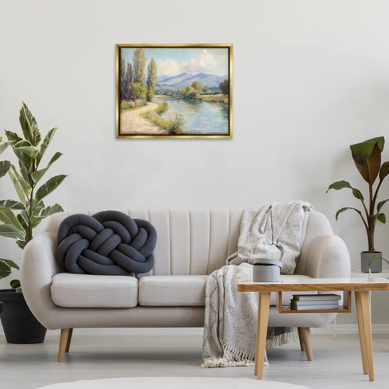 Stupell Along The Mountain River Framed Floater Canvas Wall Art Design By Petal Prints Design
