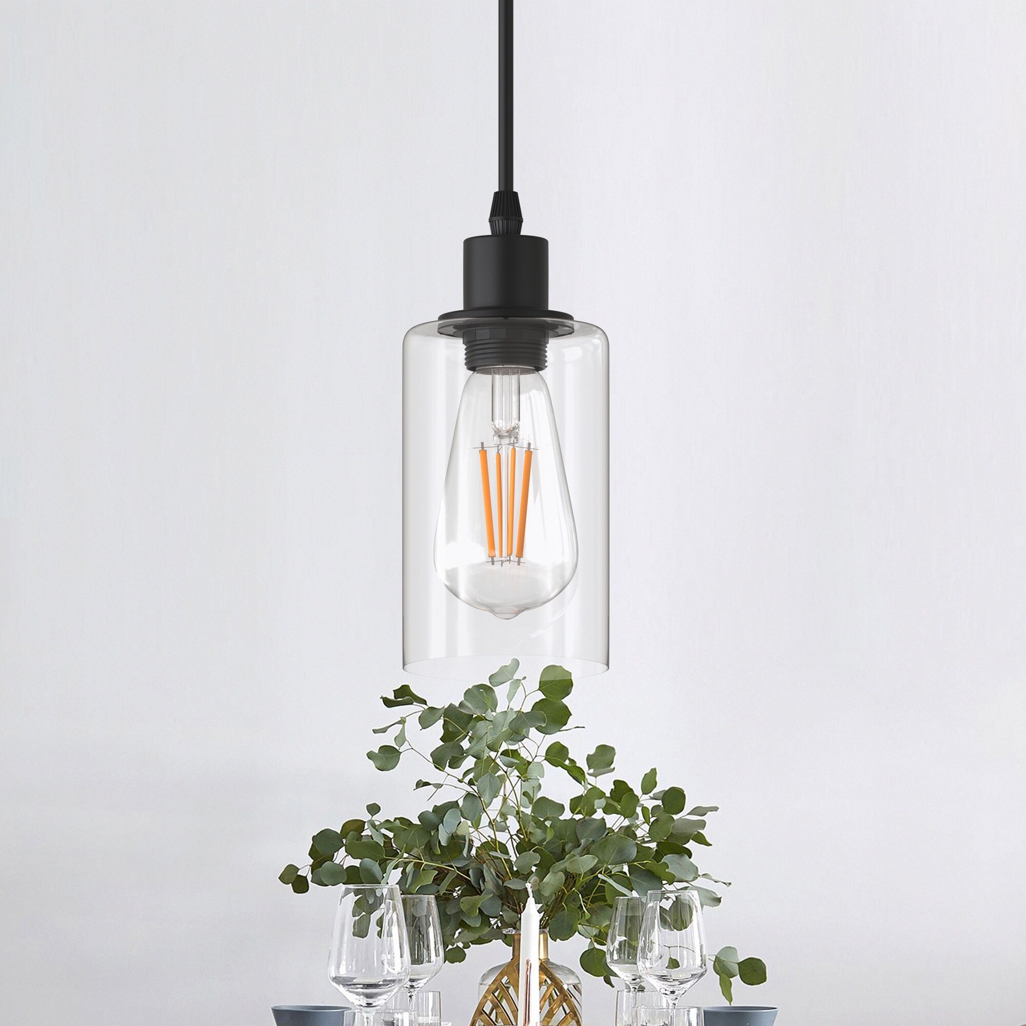 YANSUN Black Modern/Contemporary Lantern LED Mini Hanging Pendant