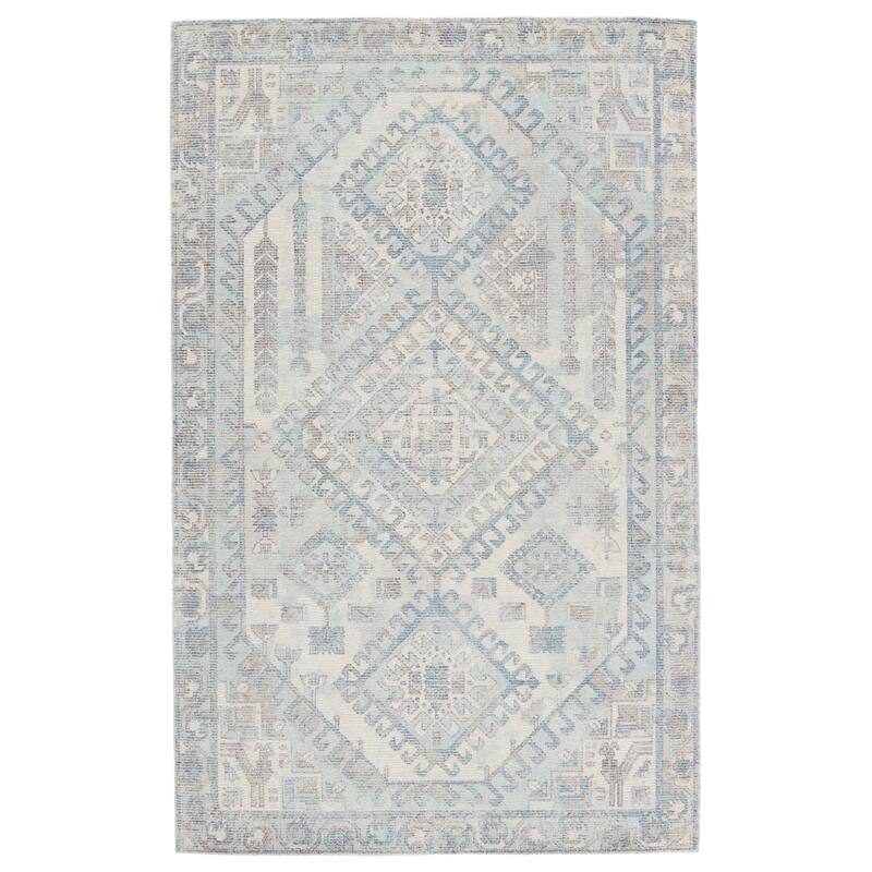Birkett Handmade Medallion Area Rug - 8' x 10' - Light Blue/Gray - Rectangle