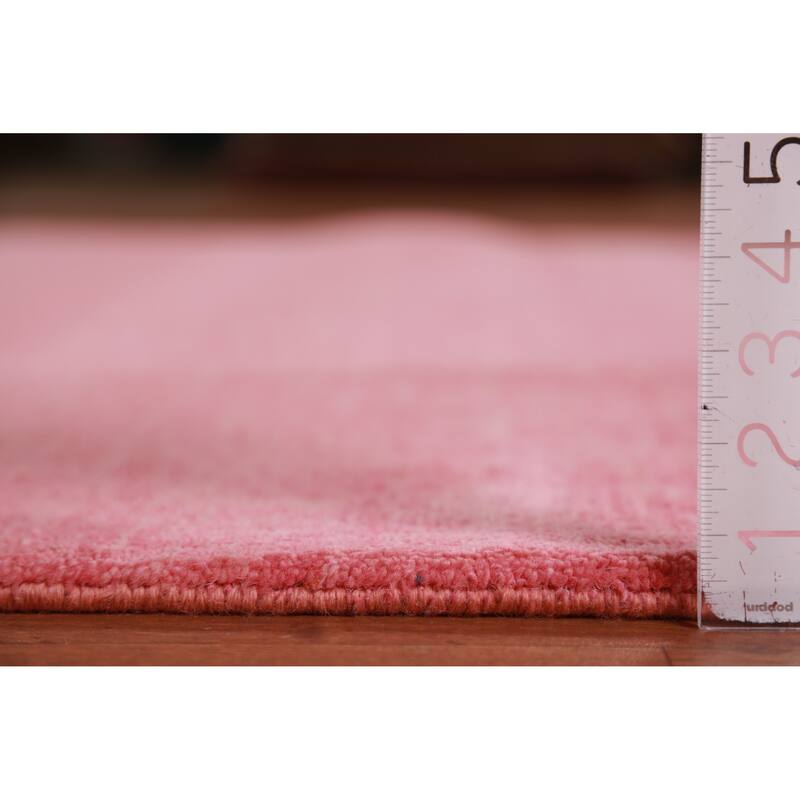 Hand Knotted Oriental 100% Wool Carpet Modern Solid Pink Gabbeh Area Rug - 8' 11'' X 6' 1''