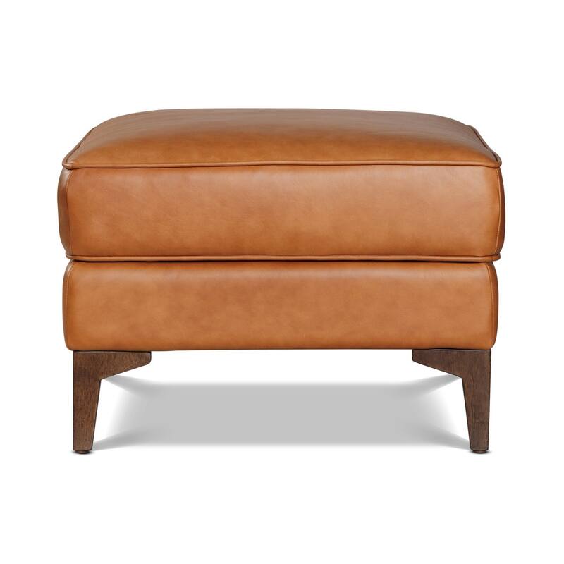Poly & Bark Essex Genuine Italian Leather Rectangular Ottoman - Cognac Tan