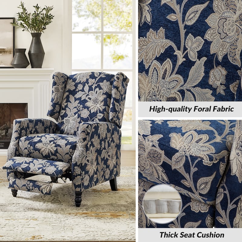 Damaris Mid-Century Modern Manual Pushback Recliner with Wingback Design Set of 2 by HULALA HOME